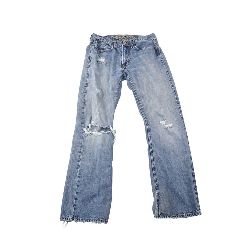 American Eagle Original Boot Jeans Men 28x30 (28x27) Light Wash Distressed Denim